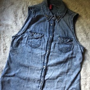 H&M Denim Vest With Studs